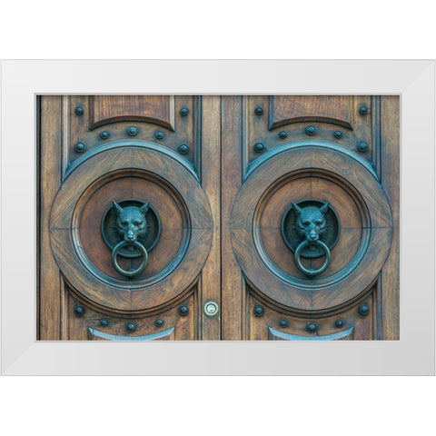 Italy-Verona Door Knockers White Modern Wood Framed Art Print by Tilley, Rob