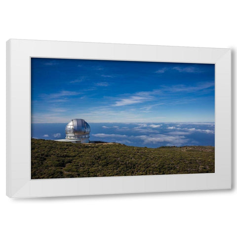 Canary Islands-Roque de los Muchachos Observatory-one of the worlds largest telescopes White Modern Wood Framed Art Print by Bibikow, Walter