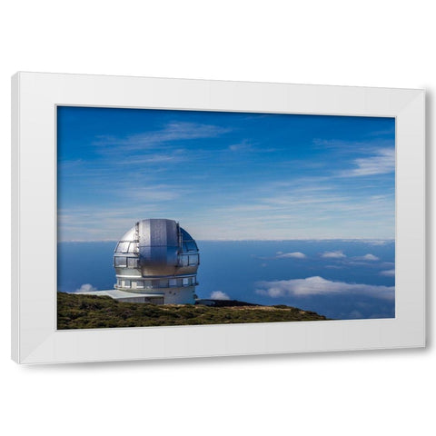 Canary Islands-Roque de los Muchachos Observatory-one of the worlds largest telescopes White Modern Wood Framed Art Print by Bibikow, Walter