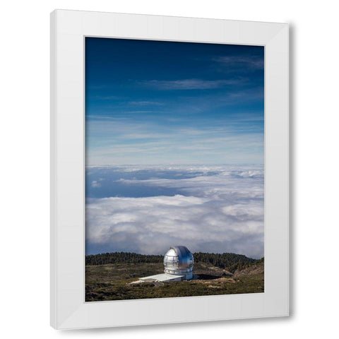 Canary Islands-Roque de los Muchachos Observatory-one of the worlds largest telescopes White Modern Wood Framed Art Print by Bibikow, Walter