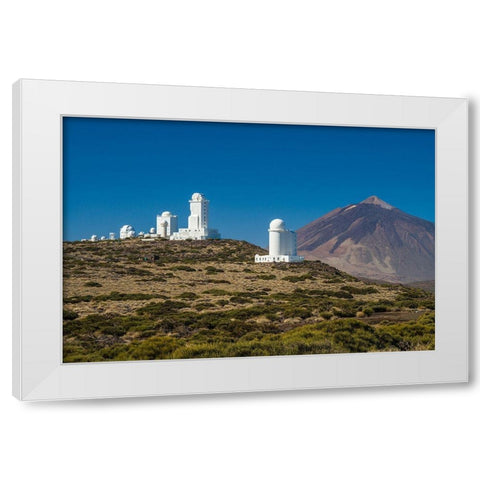 Canary Islands-Tenerife Island-El Teide Mountain-Observatorio del Teide-astronomical observatory White Modern Wood Framed Art Print by Bibikow, Walter