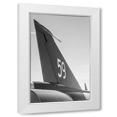Sweden-Southeastern Sweden-Nykoping-F11 reconnaissance aircraft-F11 Museum-tail fin White Modern Wood Framed Art Print by Bibikow, Walter
