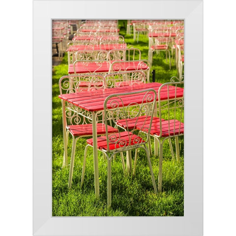 Southern Sweden-Ystad-cafe tables White Modern Wood Framed Art Print by Bibikow, Walter