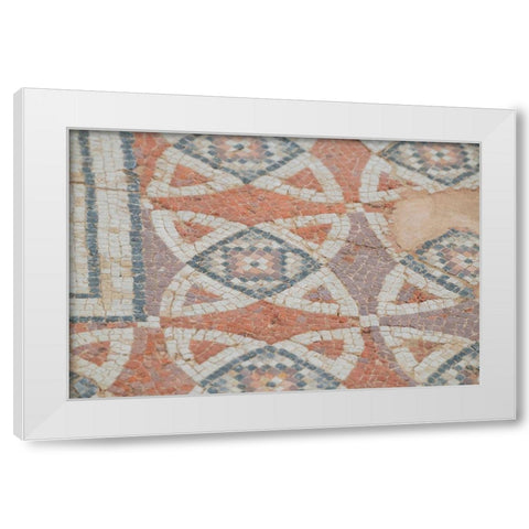 Cyprus-Roman archaeological site of Kourion Detail of ancient mosaic floor White Modern Wood Framed Art Print by Hopkins, Cindy Miller