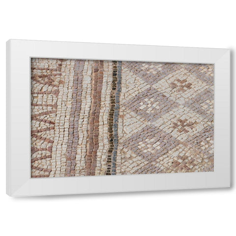 Cyprus-archaeological site of Kourion Detail of ancient mosaic floor White Modern Wood Framed Art Print by Hopkins, Cindy Miller