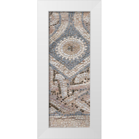 Cyprus-archaeological site of Kourion Detail of ancient Roman mosaic floor White Modern Wood Framed Art Print by Hopkins, Cindy Miller