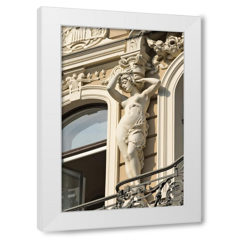 Art Nouveau building on Alberta Street in central Riga-Latvia White Modern Wood Framed Art Print by Su, Keren