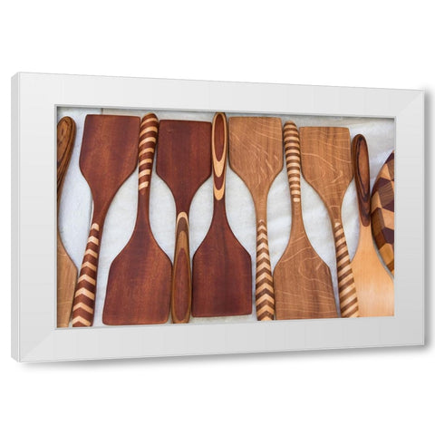 Wooden spatulas-Klaipeda-Lithuania White Modern Wood Framed Art Print by Su, Keren