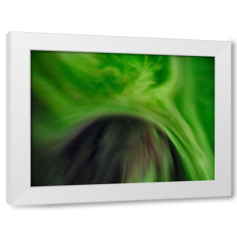 Northern lights over Angmagssalik Fjord-Greenland- Danish Territory White Modern Wood Framed Art Print by Zwick, Martin
