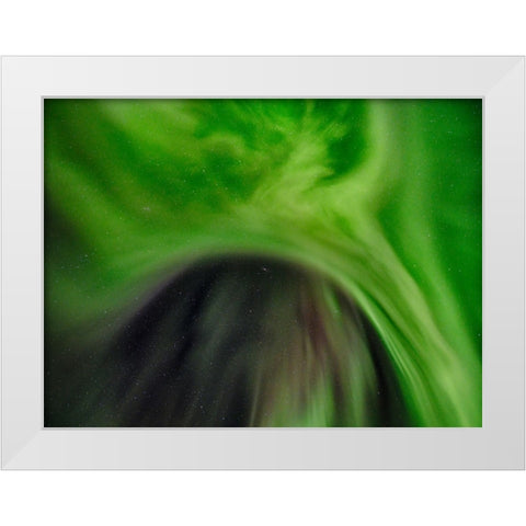 Northern lights over Angmagssalik Fjord-Greenland- Danish Territory White Modern Wood Framed Art Print by Zwick, Martin