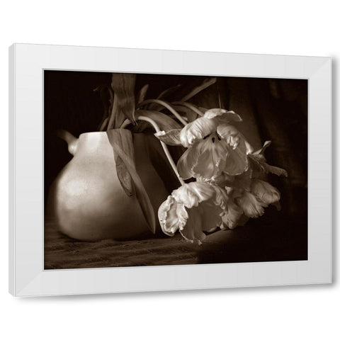 Sepia tone Tulips White Modern Wood Framed Art Print by Miller, Anna