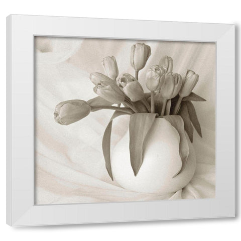 Sepia tone Tulips White Modern Wood Framed Art Print by Miller, Anna