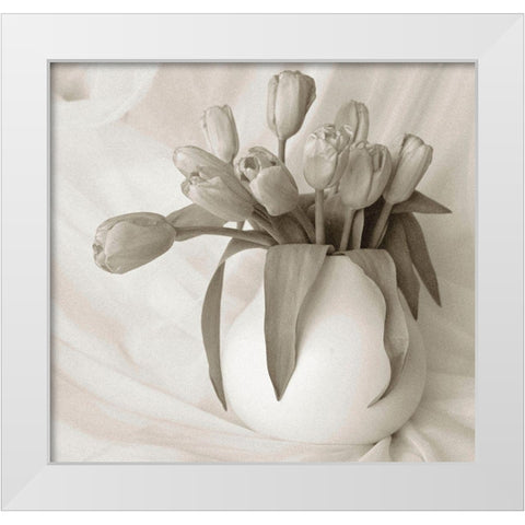 Sepia tone Tulips White Modern Wood Framed Art Print by Miller, Anna