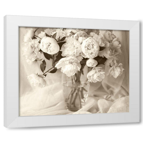 Sepia tone Peony White Modern Wood Framed Art Print by Miller, Anna
