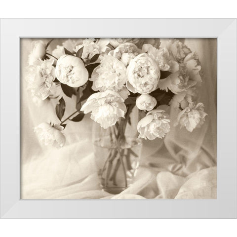 Sepia tone Peony White Modern Wood Framed Art Print by Miller, Anna