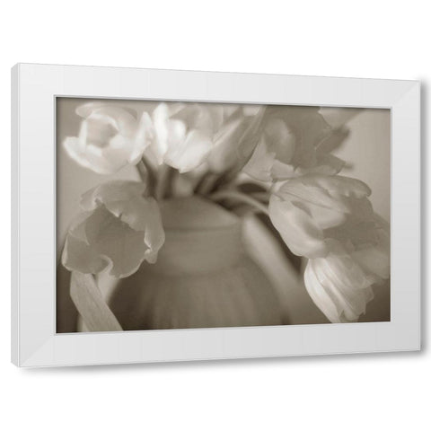 Sepia tone Tulips White Modern Wood Framed Art Print by Miller, Anna