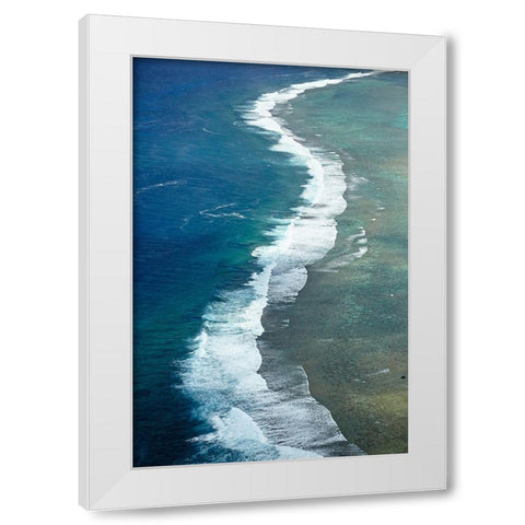 Reef-Southern Rarotonga-Cook Islands-South Pacific White Modern Wood Framed Art Print by Wall, David