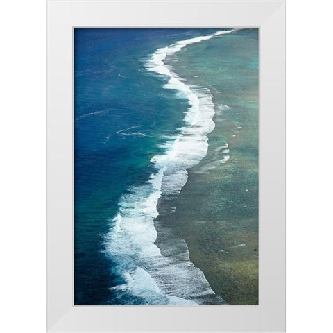 Reef-Southern Rarotonga-Cook Islands-South Pacific White Modern Wood Framed Art Print by Wall, David