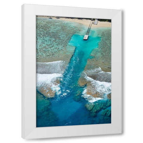 Channel in the reef-Akaoa Tapere-Rarotonga-Cook Islands-South Pacific White Modern Wood Framed Art Print by Wall, David