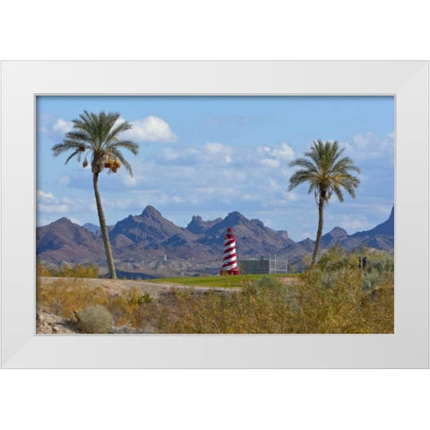 AZ, Lake Havasu City Lighthouse by golf course White Modern Wood Framed Art Print by Lord, Fred