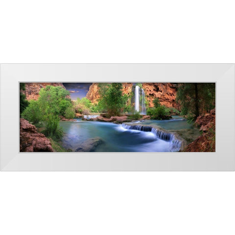 Havasu Falls at the bottom of the Grand Canyon in Arizona White Modern Wood Framed Art Print by SMO