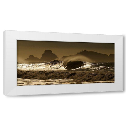 Crashing waves in the Pacific Ocean off northern California White Modern Wood Framed Art Print by SMO