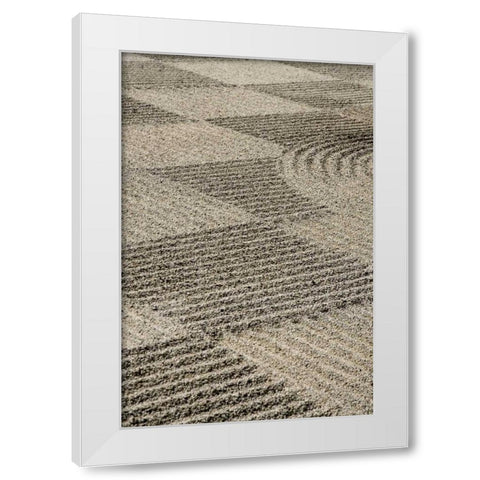 USA, Oregon, Portland Zen patterns in sand White Modern Wood Framed Art Print by Kaveney, Wendy