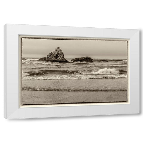 Usa-Oregon-Bandon Bandon Beach White Modern Wood Framed Art Print by Looney, Hollice