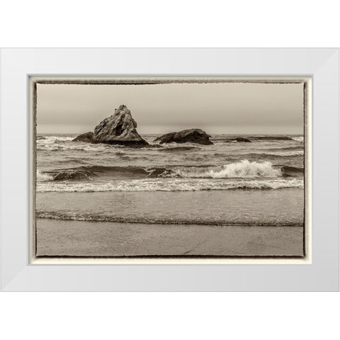 Usa-Oregon-Bandon Bandon Beach White Modern Wood Framed Art Print by Looney, Hollice