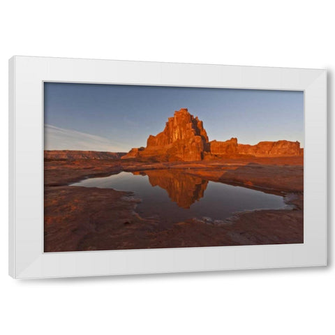 UT, Arches NP, Rock formation reflect in puddle White Modern Wood Framed Art Print by Illg, Cathy and Gordon