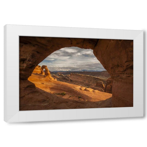 UT, Arches NP Delicate Arch at sunset White Modern Wood Framed Art Print by Illg, Cathy and Gordon