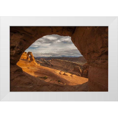 UT, Arches NP Delicate Arch at sunset White Modern Wood Framed Art Print by Illg, Cathy and Gordon