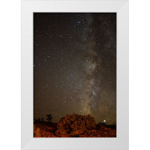 USA- Utah- Capitol Reef National Park. Milky Way galaxy. White Modern Wood Framed Art Print by Jaynes Gallery