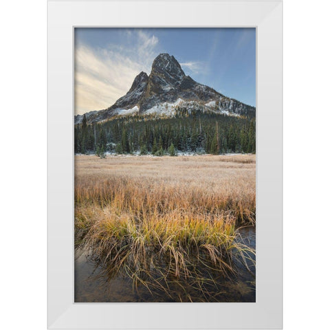 Liberty Bell Mountain and meadows of Washington State Pass North Cascades-Washington State White Modern Wood Framed Art Print by Majchrowicz, Alan
