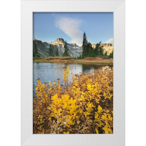 Heather Meadows in autumn Table Mountain is in the distance White Modern Wood Framed Art Print by Majchrowicz, Alan