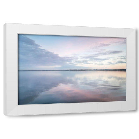 Clouds reflected in calm waters of Bellingham Bay-Washington State White Modern Wood Framed Art Print by Majchrowicz, Alan