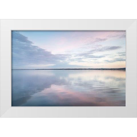 Clouds reflected in calm waters of Bellingham Bay-Washington State White Modern Wood Framed Art Print by Majchrowicz, Alan