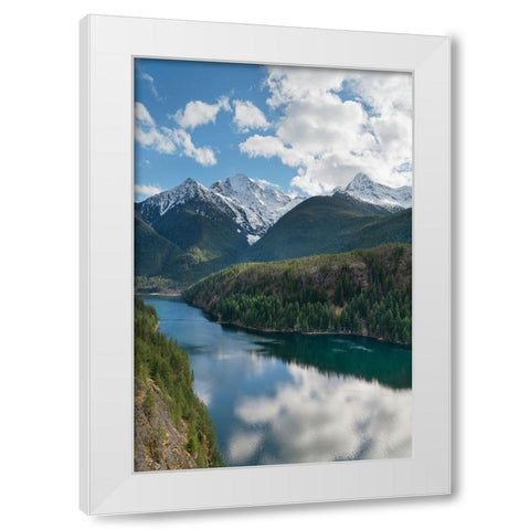 Colonial Peak-Pyramid Peak-and Diablo Lake-Ross Lake National Recreation Area-North Cascades White Modern Wood Framed Art Print by Majchrowicz, Alan