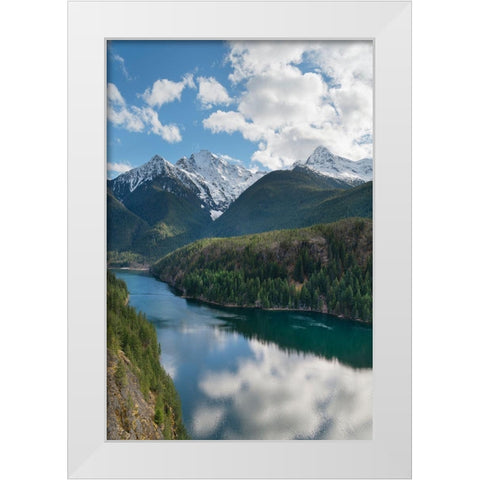 Colonial Peak-Pyramid Peak-and Diablo Lake-Ross Lake National Recreation Area-North Cascades White Modern Wood Framed Art Print by Majchrowicz, Alan