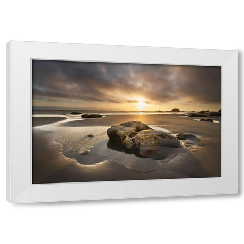 Kalaloch Beach sunset-Olympic National Park-Washington State White Modern Wood Framed Art Print by Majchrowicz, Alan