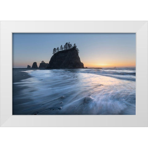 Little James Island sunset-Olympic National Park-Washington State White Modern Wood Framed Art Print by Majchrowicz, Alan