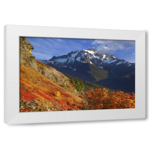 WA, Mount Baker Wilderness View of Mount Shuksan White Modern Wood Framed Art Print by Paulson, Don