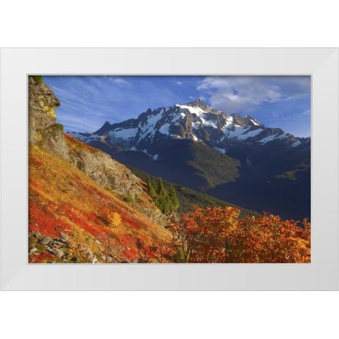 WA, Mount Baker Wilderness View of Mount Shuksan White Modern Wood Framed Art Print by Paulson, Don