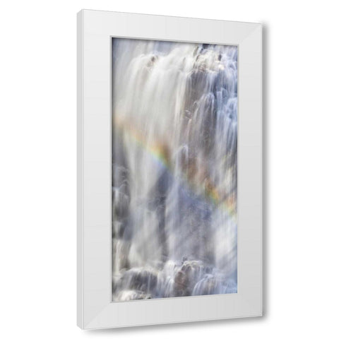 WA, North Cascades NP Rainbow on waterfall White Modern Wood Framed Art Print by Paulson, Don