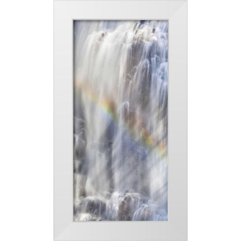 WA, North Cascades NP Rainbow on waterfall White Modern Wood Framed Art Print by Paulson, Don