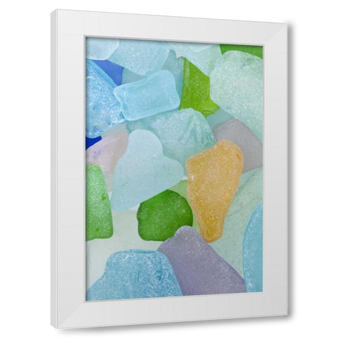 USA, Washington Close-up of colorful beach glass White Modern Wood Framed Art Print by Paulson, Don