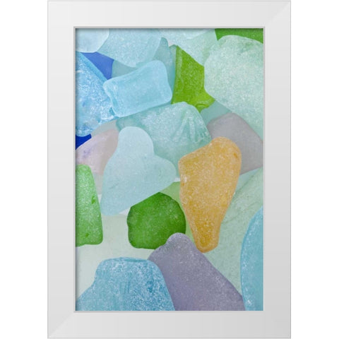 USA, Washington Close-up of colorful beach glass White Modern Wood Framed Art Print by Paulson, Don