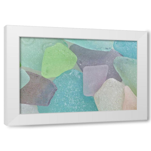 USA, Washington Close-up of colorful beach glass White Modern Wood Framed Art Print by Paulson, Don