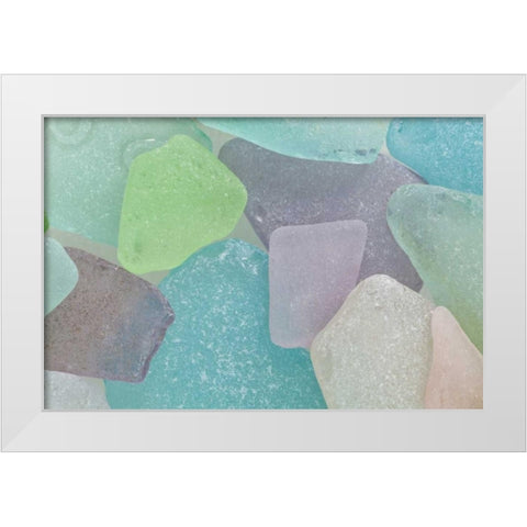 USA, Washington Close-up of colorful beach glass White Modern Wood Framed Art Print by Paulson, Don
