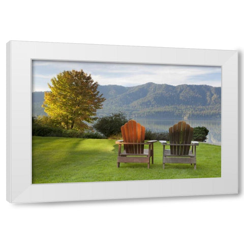 WA, Quinault Landscape view from Quinault Lodge White Modern Wood Framed Art Print by Paulson, Don